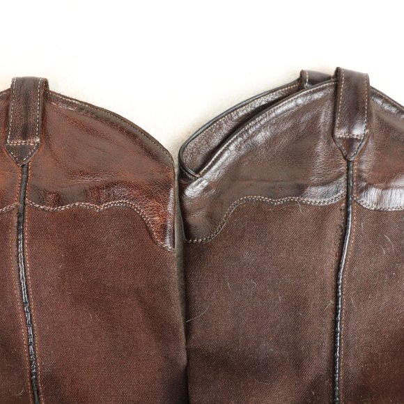 Alberto Fasciani Choco-Brown pull-on leather/fabric combination Western boot - Picture 7 of 9